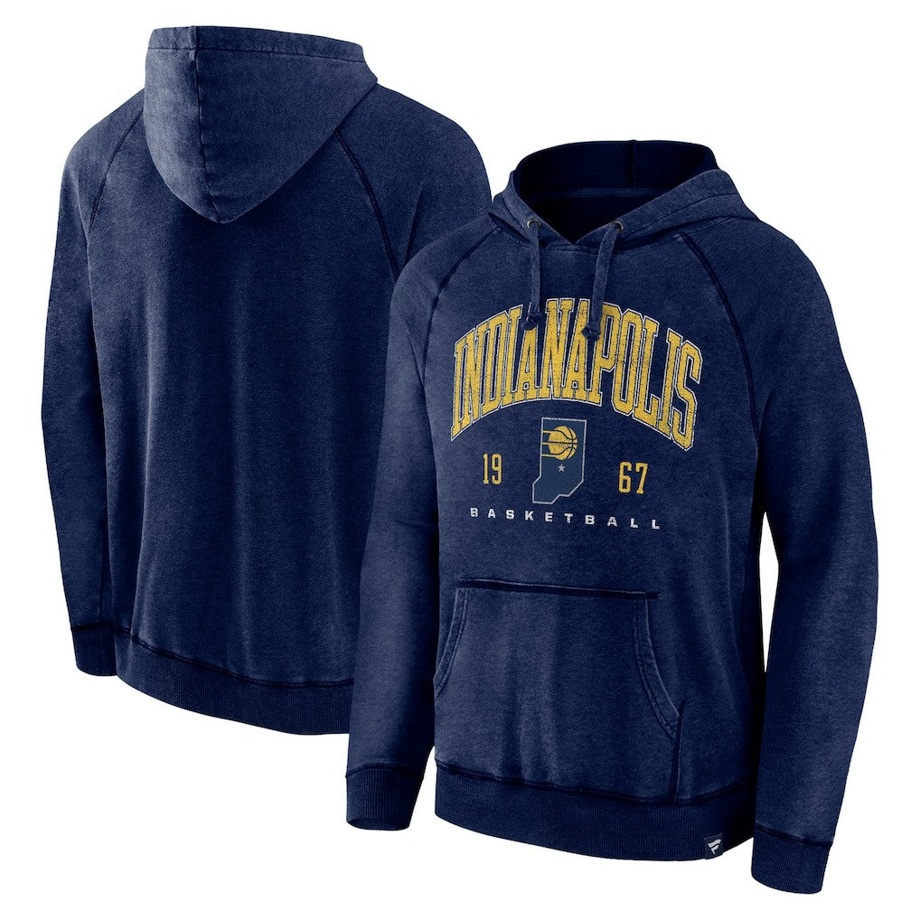 Indiana Pacers Foul Trouble Snow Wash Raglan Pullover Hoodie Heather Navy - Fanatics