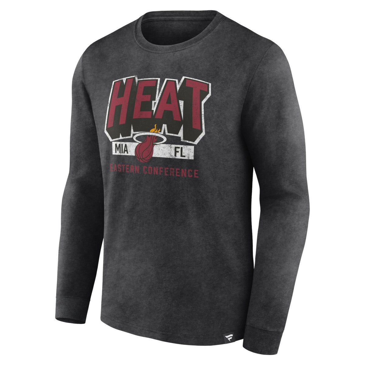 Miami Heat Front Court Press Snow Wash Long Sleeve T-Shirt Heather Charcoal - Fanatics