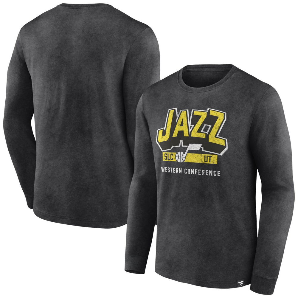 Utah Jazz Front Court Press Snow Wash Long Sleeve T-Shirt Heather Charcoal - Fanatics