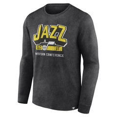 Utah Jazz Front Court Press Snow Wash Long Sleeve T-Shirt Heather Charcoal - Fanatics