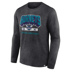 Charlotte Hornets Front Court Press Snow Wash Long Sleeve T-Shirt Heather Charcoal - Fanatics