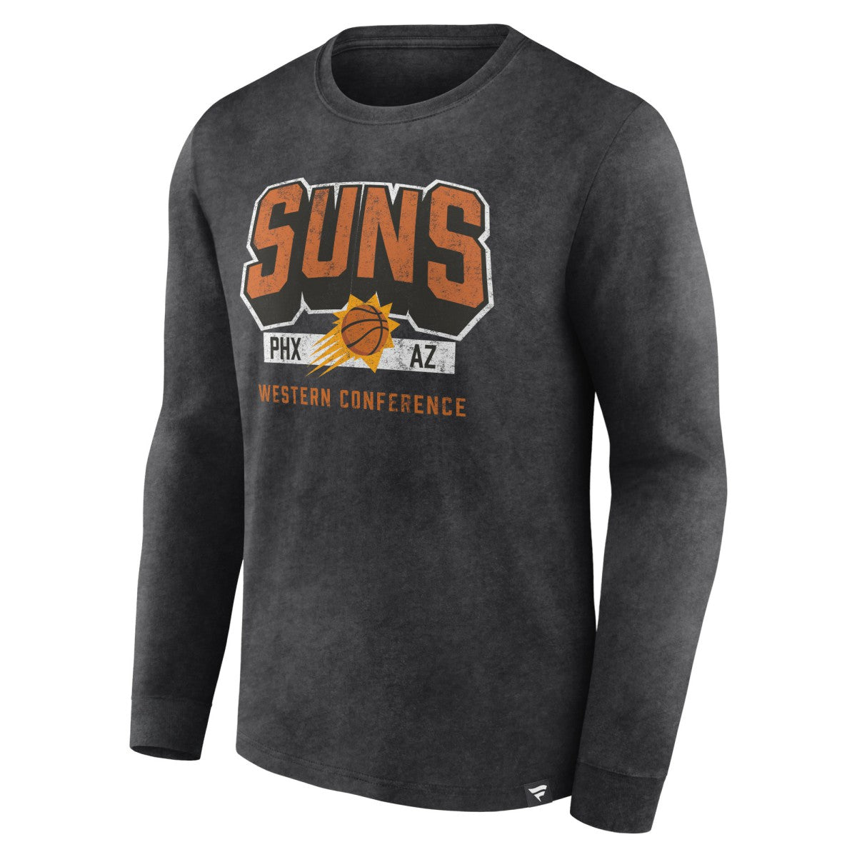 Phoenix Suns Front Court Press Snow Wash Long Sleeve T-Shirt Heather Charcoal - Fanatics