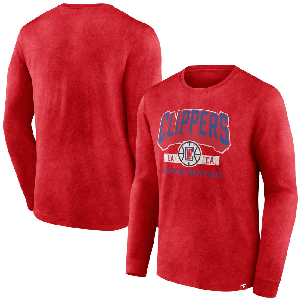LA Clippers Front Court Press Snow Wash Long Sleeve T-Shirt Heather Red - Fanatics outlet
