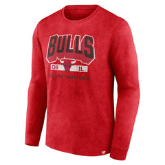 Chicago Bulls Front Court Press Snow Wash Long Sleeve T-Shirt Heather Red - Fanatics