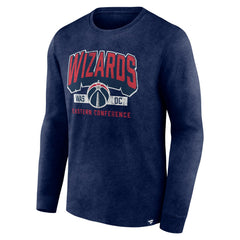 Washington Wizards Front Court Press Snow Wash Long Sleeve T-Shirt Heather Navy - Fanatics
