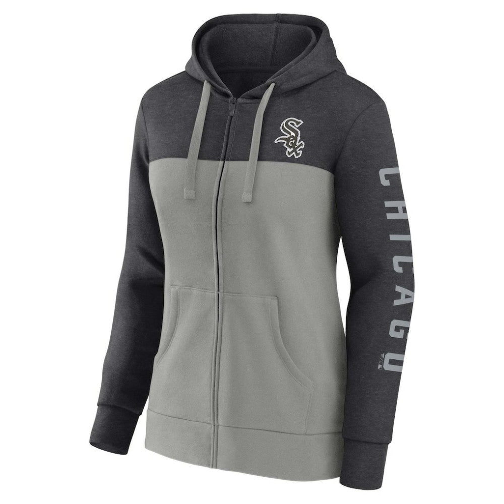 Chicago White Sox Fanatics Women's City Ties Hoodie Full-Zip Sweatshirt - Heather Charcoal/Gray Hoodies