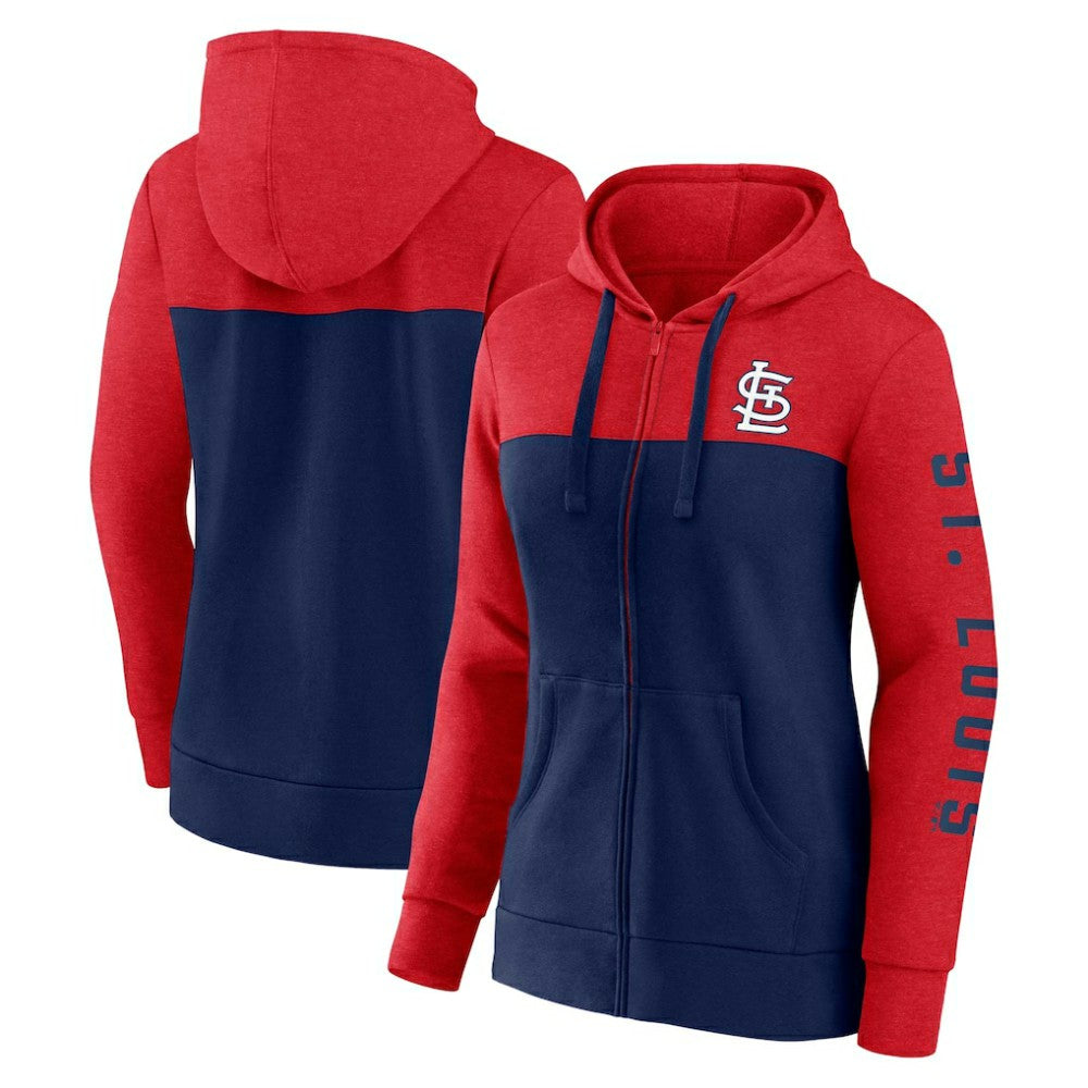 St. Louis Cardinals Fanatics Women's City Ties Hoodie Full-Zip Sweatshirt - Red/Navy Hoodies