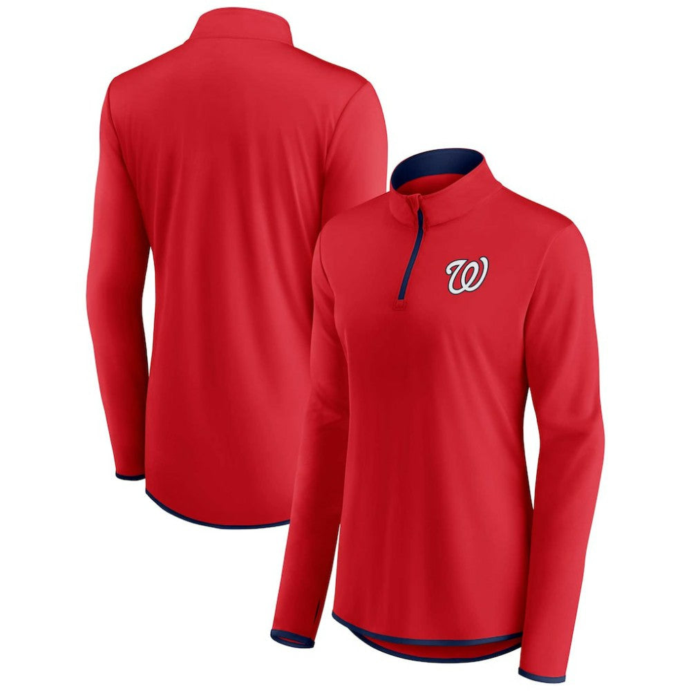 Washington Nationals Fanatics Women's Corner Quarter-Zip Top - Red Tops