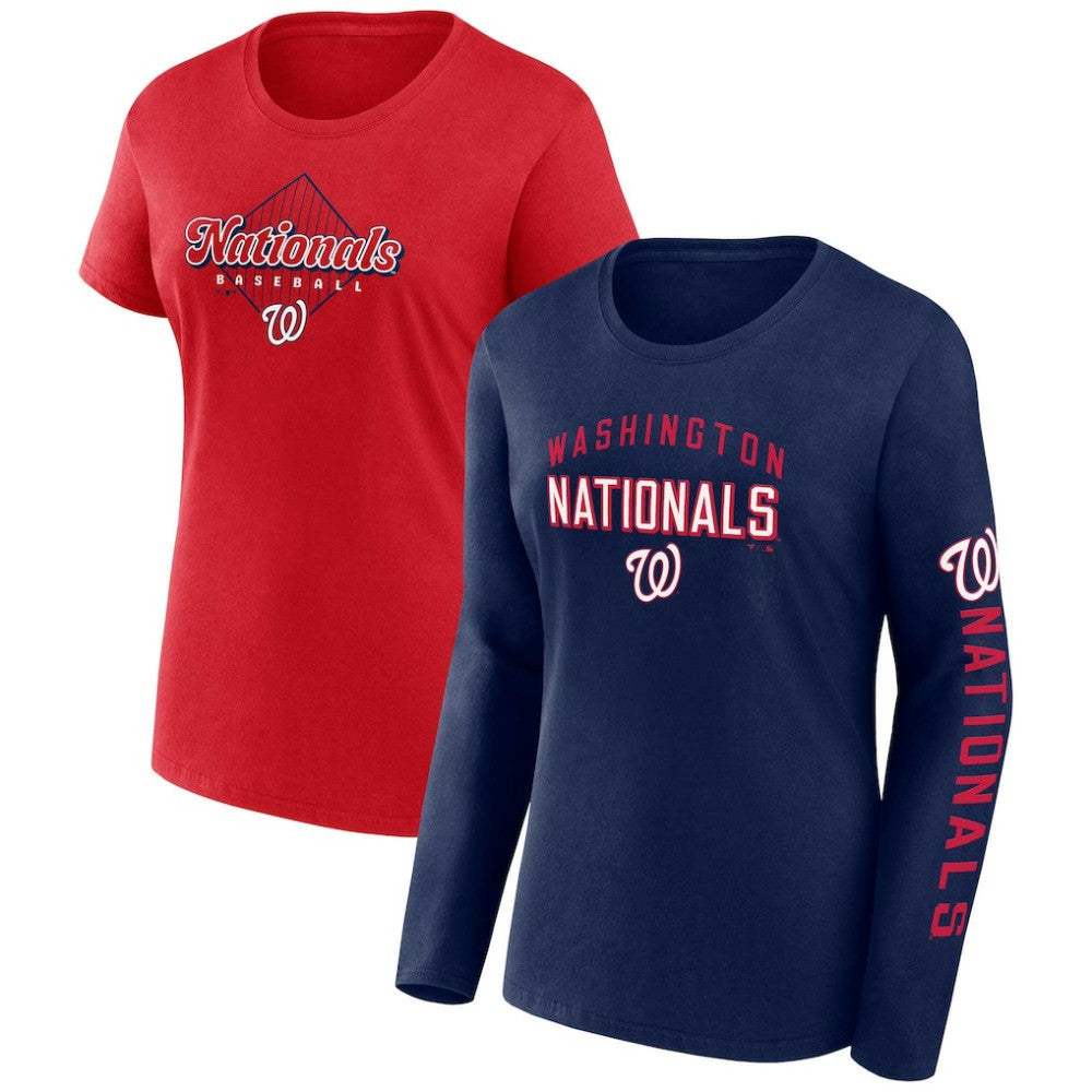 Washington Nationals Fanatics Women's T-Shirt Combo Pack - Navy/Red T-shirts