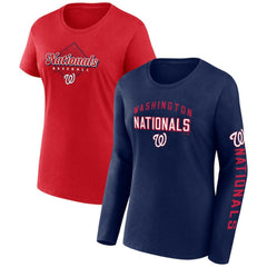 Washington Nationals Fanatics Women's T-Shirt Combo Pack - Navy/Red T-shirts