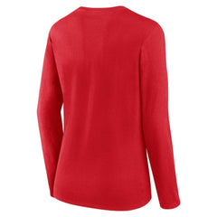 Washington Nationals Fanatics Women's Run The Bases Long Sleeve T-Shirt & Cuffed Knit Hat with Pom Combo Set - Red Hats