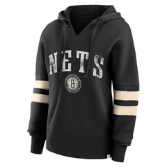 Brooklyn Nets Women's Bold Move Dolman V-Neck High Hip Hoodie Black - Fanatics
