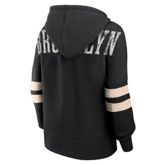 Brooklyn Nets Women's Bold Move Dolman V-Neck High Hip Hoodie Black - Fanatics