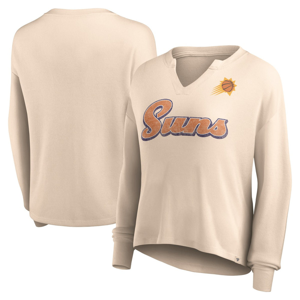 Phoenix Suns Women's Go For It Long Sleeve Notch Neck T-Shirt Tan - Fanatics