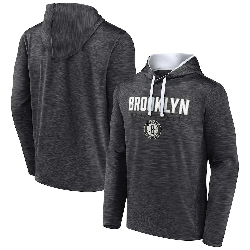 Brooklyn Nets Fast Break Pullover Hoodie Heather Charcoal - Fanatics