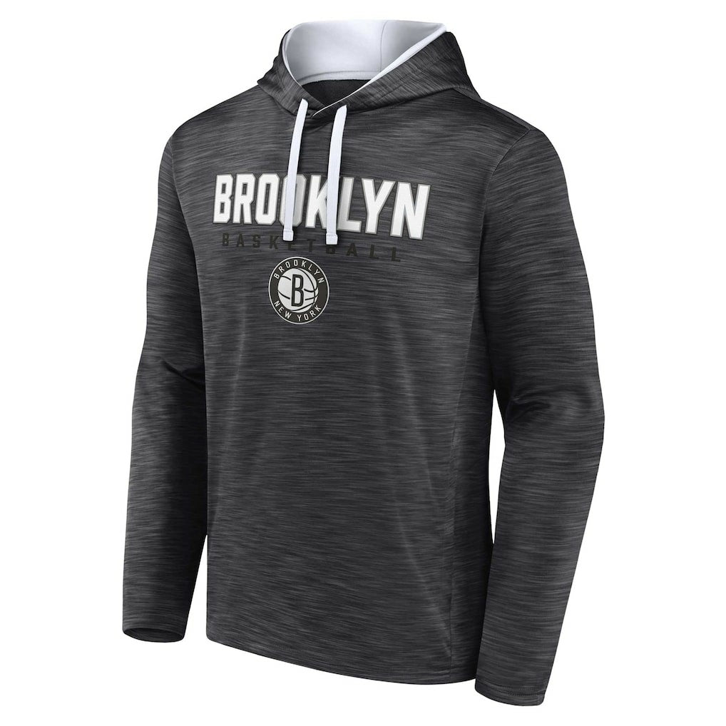 Brooklyn Nets Fast Break Pullover Hoodie Heather Charcoal - Fanatics