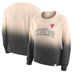 Chicago Bulls Women's Lounge Arch Raglan Pullover Sweatshirt Tan/Black - Fanatics