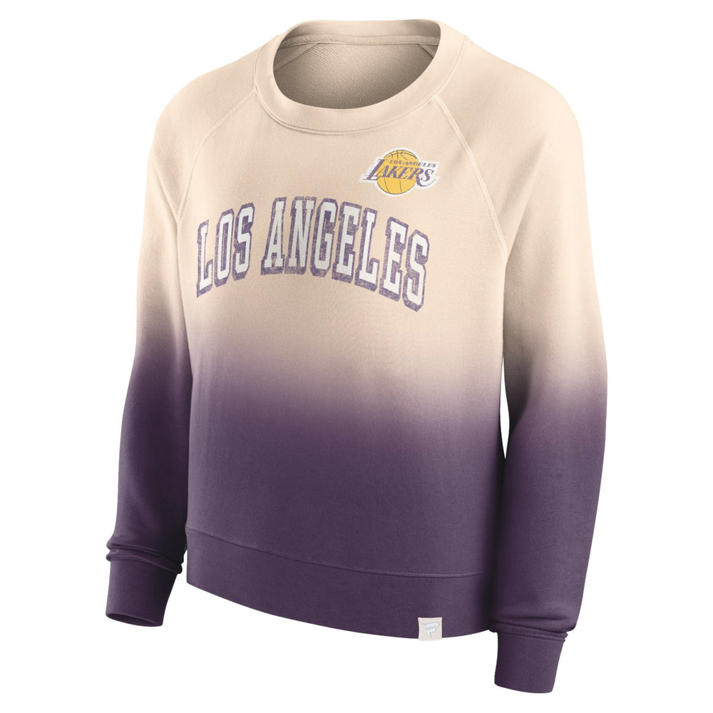 Los Angeles Lakers Women's Lounge Arch Raglan Pullover Sweatshirt Tan/Purple - Fanatics