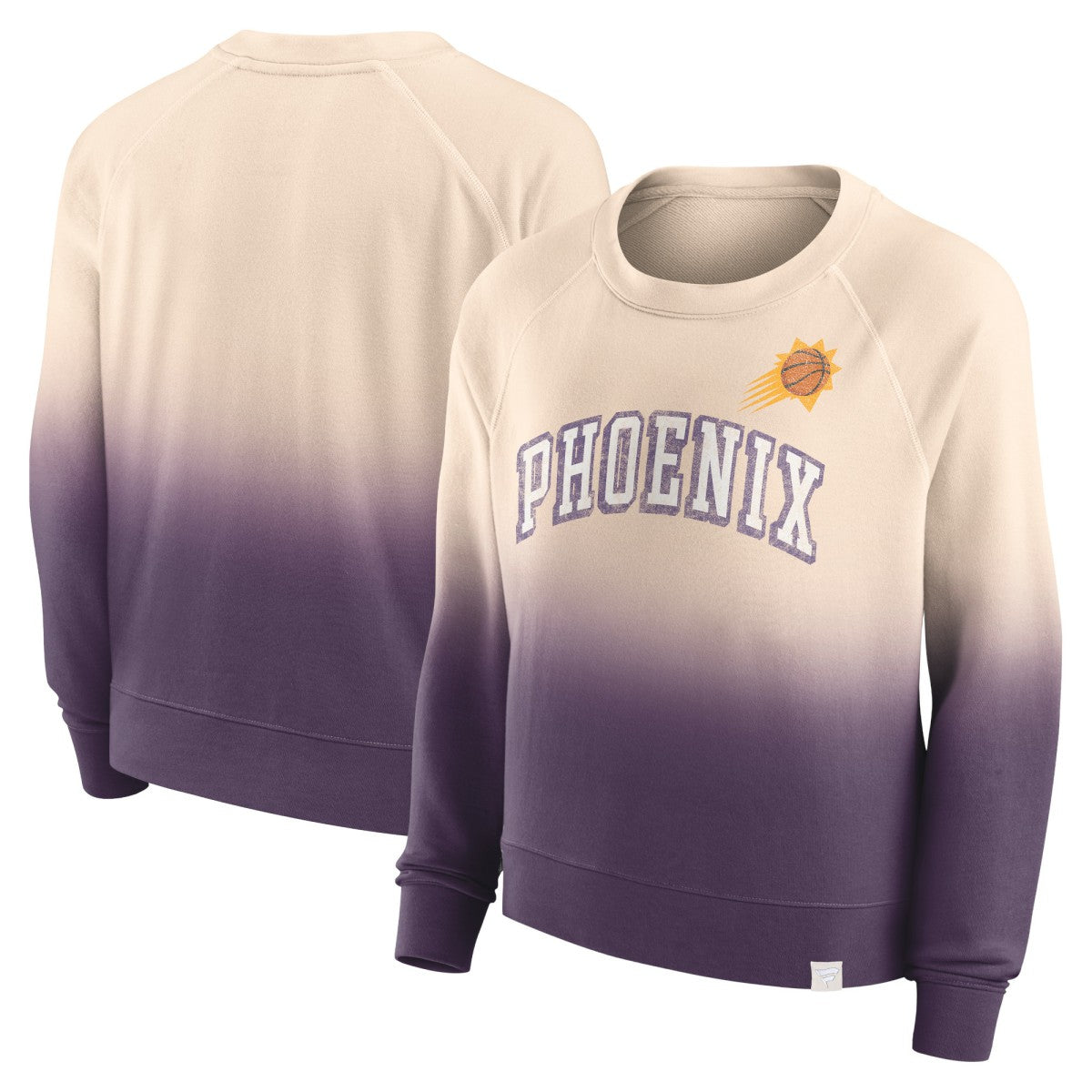 Phoenix Suns Women's Lounge Arch Raglan Pullover Sweatshirt Tan/Purple - Fanatics