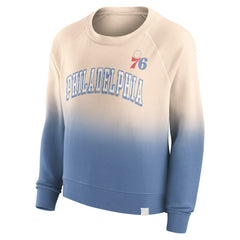 Philadelphia 76ers Women's Lounge Arch Raglan Pullover Sweatshirt Tan/Royal - Fanatics