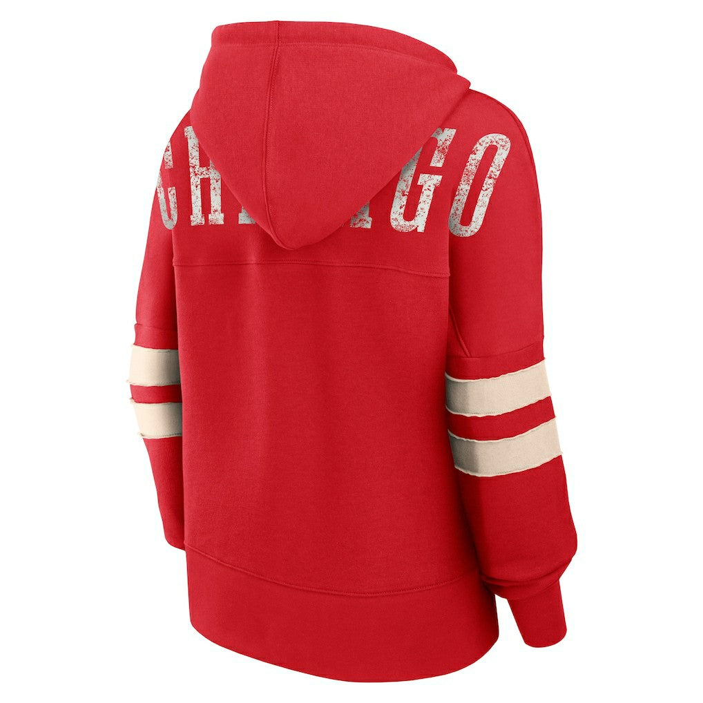 Chicago Bulls Women's Bold Move Dolman V-Neck High Hip Hoodie Red - Fanatics