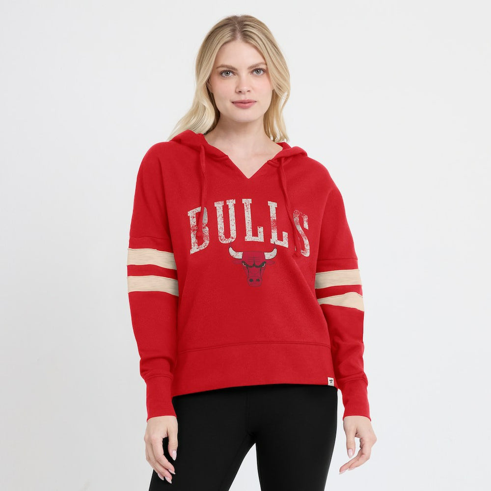 Chicago Bulls Women's Bold Move Dolman V-Neck High Hip Hoodie Red - Fanatics
