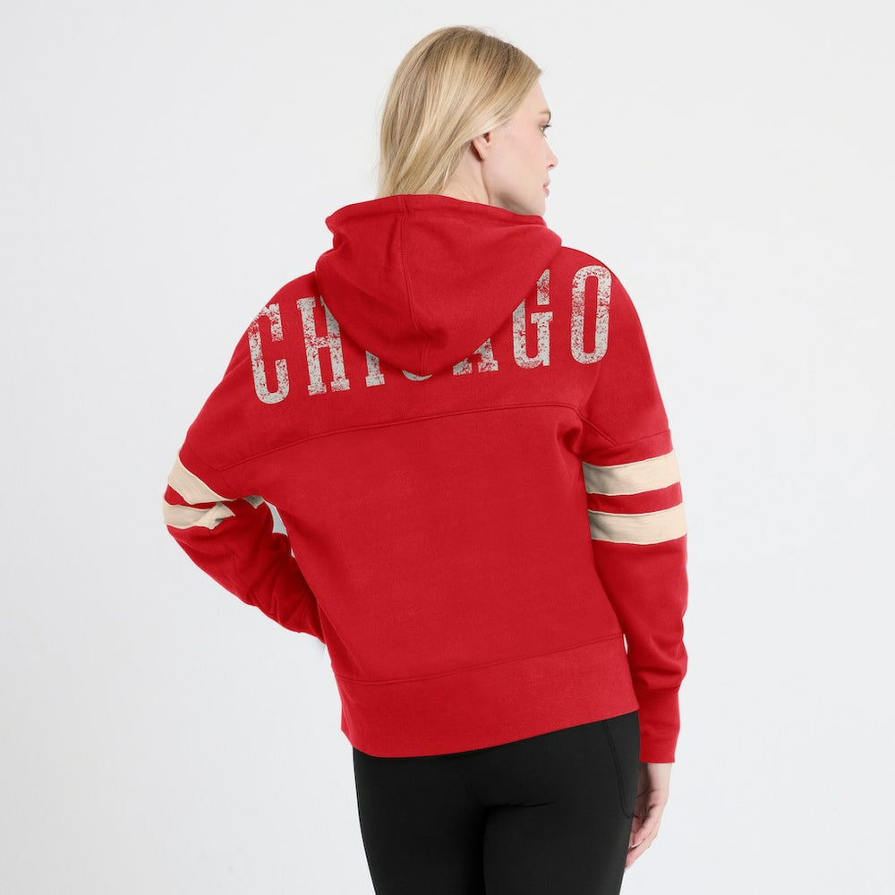 Chicago Bulls Women's Bold Move Dolman V-Neck High Hip Hoodie Red - Fanatics