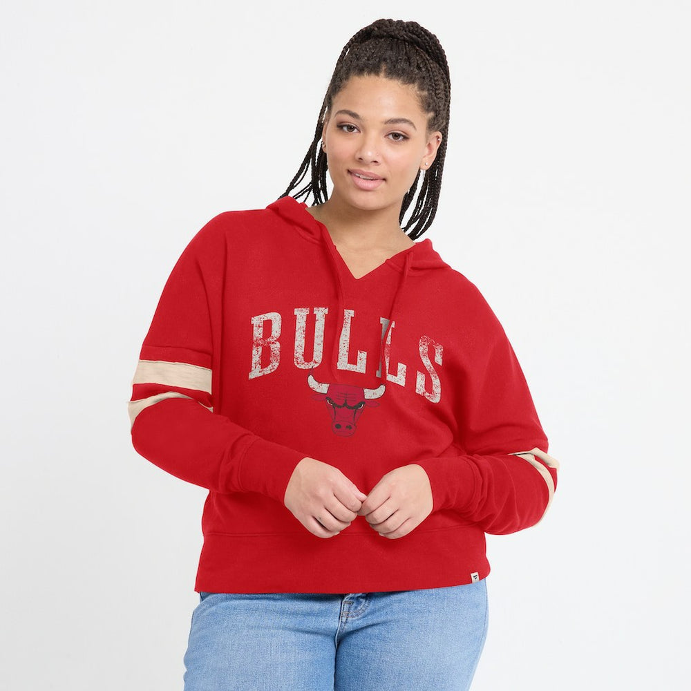 Chicago Bulls Women's Bold Move Dolman V-Neck High Hip Hoodie Red - Fanatics