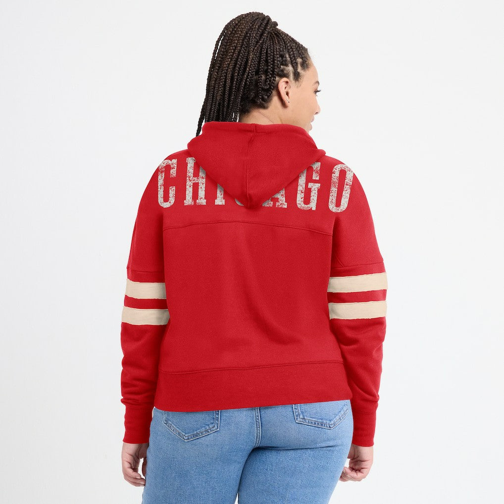 Chicago Bulls Women's Bold Move Dolman V-Neck High Hip Hoodie Red - Fanatics