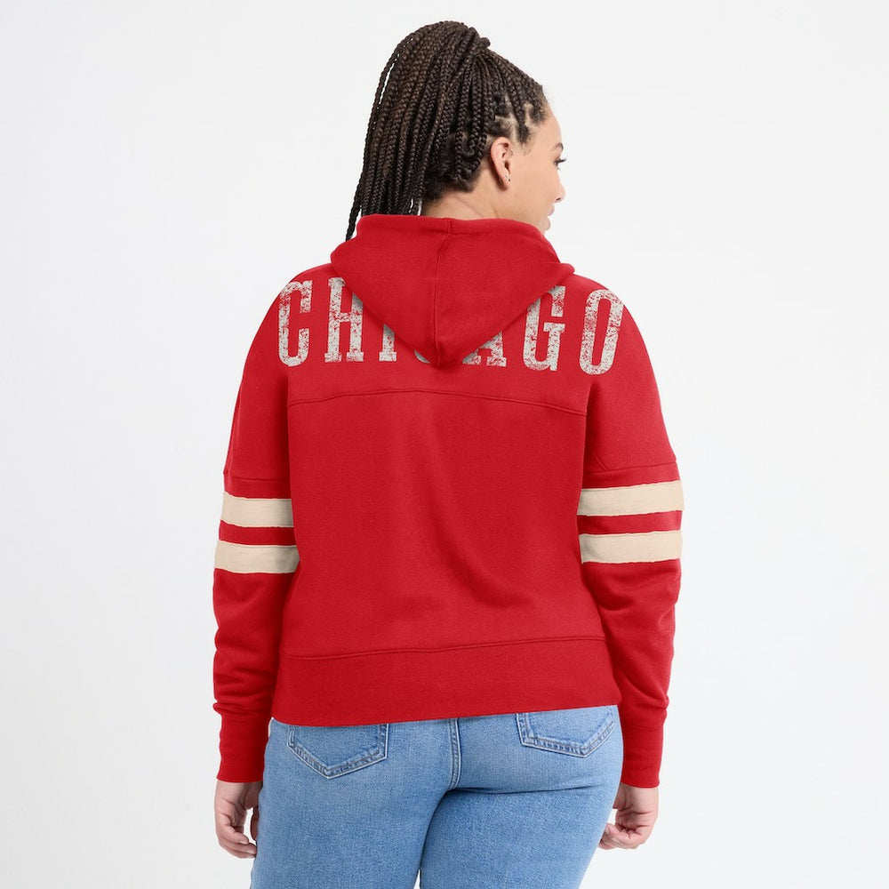 Chicago Bulls Women's Bold Move Dolman V-Neck High Hip Hoodie Red - Fanatics
