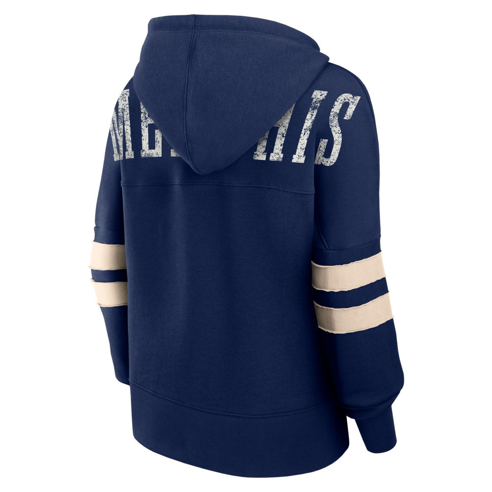 Memphis Grizzlies Women's Bold Move Dolman V-Neck High Hip Hoodie Navy - Fanatics