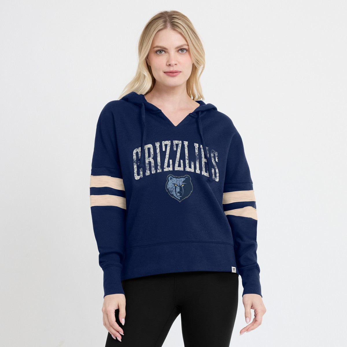 Memphis Grizzlies Women's Bold Move Dolman V-Neck High Hip Hoodie Navy - Fanatics