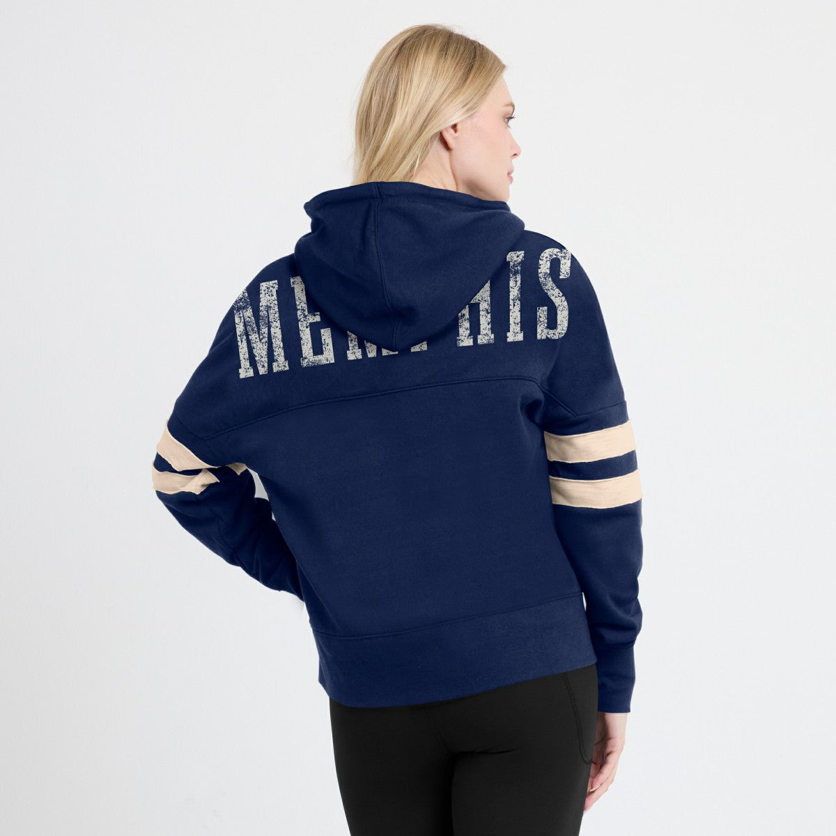 Memphis Grizzlies Women's Bold Move Dolman V-Neck High Hip Hoodie Navy - Fanatics
