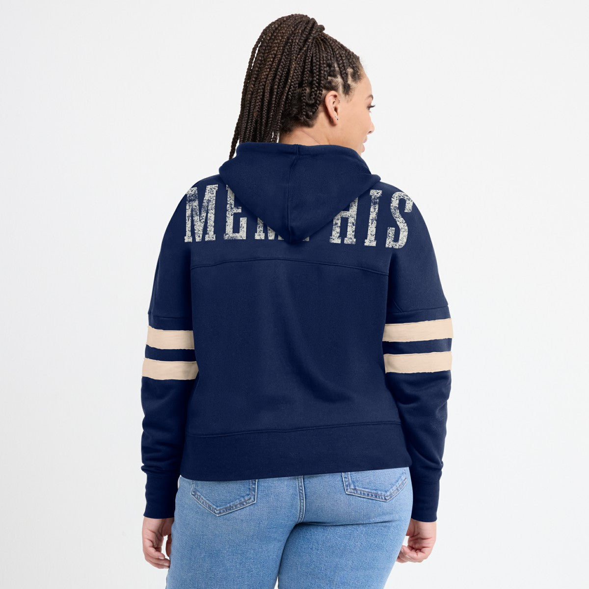 Memphis Grizzlies Women's Bold Move Dolman V-Neck High Hip Hoodie Navy - Fanatics
