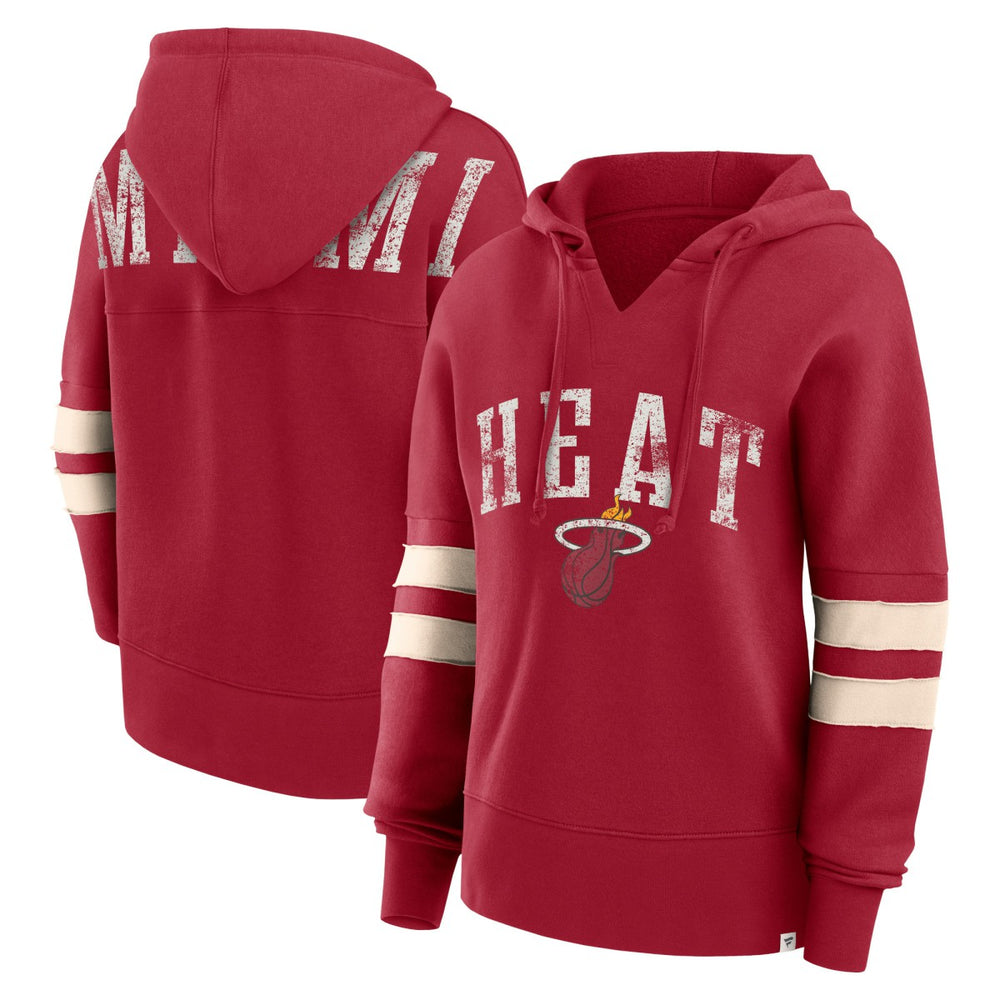 Miami Heat Women's Bold Move Dolman V-Neck High Hip Hoodie Red - Fanatics