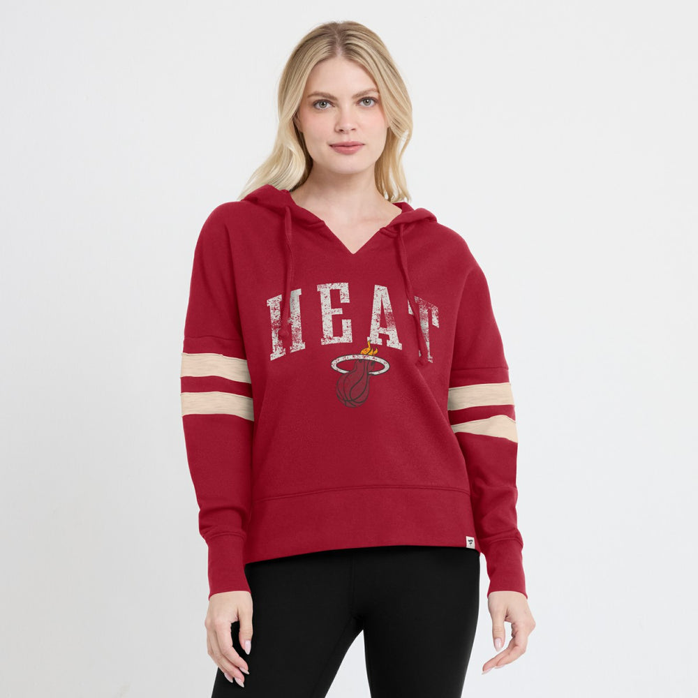 Miami Heat Women's Bold Move Dolman V-Neck High Hip Hoodie Red - Fanatics