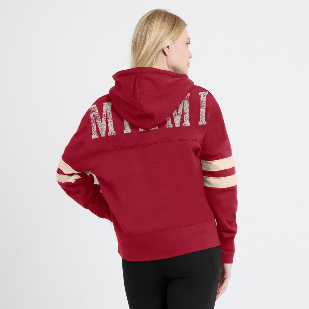 Miami Heat Women's Bold Move Dolman V-Neck High Hip Hoodie Red - Fanatics