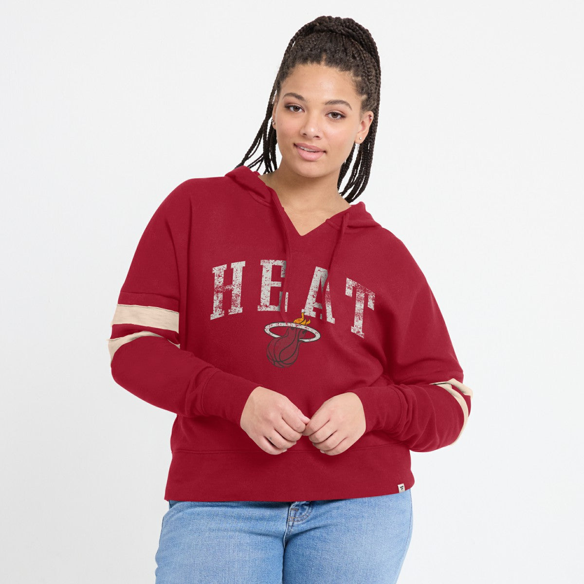 Miami Heat Women's Bold Move Dolman V-Neck High Hip Hoodie Red - Fanatics