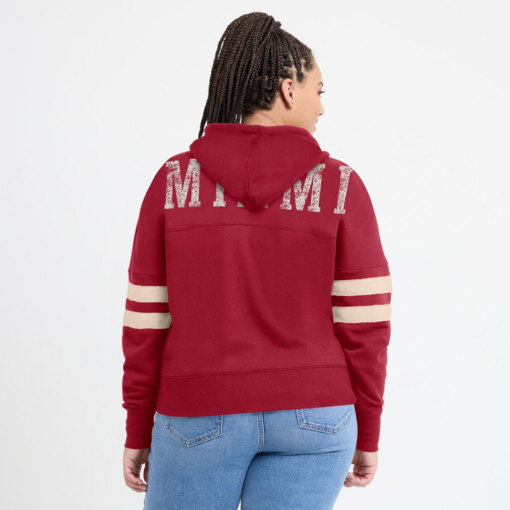 Miami Heat Women's Bold Move Dolman V-Neck High Hip Hoodie Red - Fanatics
