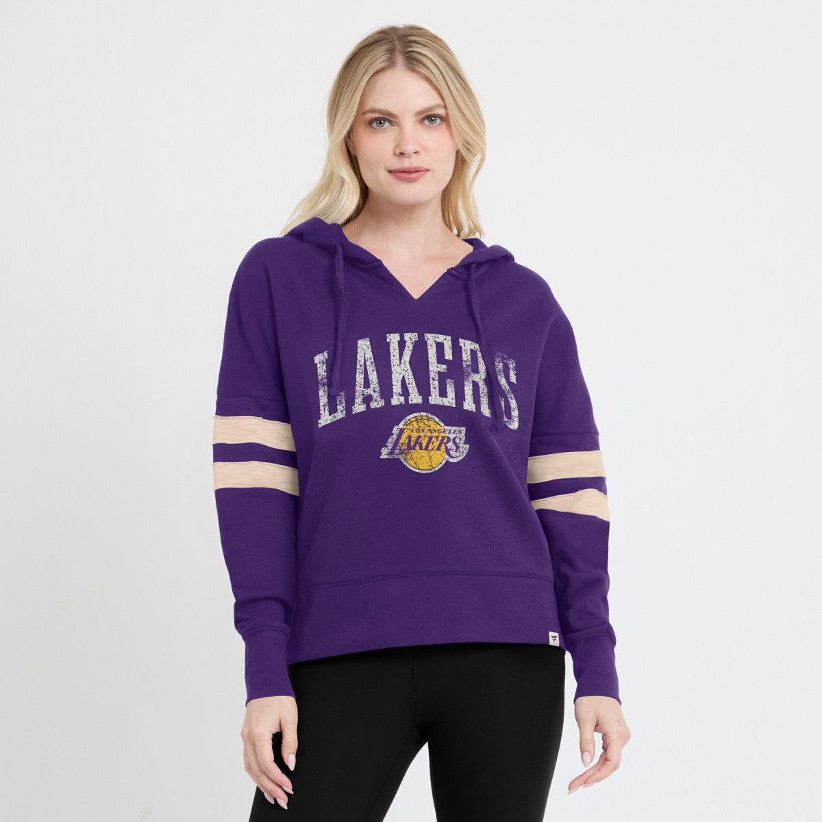 Los Angeles Lakers Women's Bold Move Dolman V-Neck High Hip Hoodie Purple - Fanatics