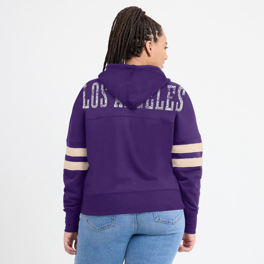 Los Angeles Lakers Women's Bold Move Dolman V-Neck High Hip Hoodie Purple - Fanatics