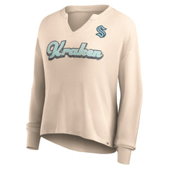 Seattle Kraken Fanatics Women's Go For It Notch Neck Waffle Knit Long Sleeve T-Shirt - Oatmeal | US 5249282