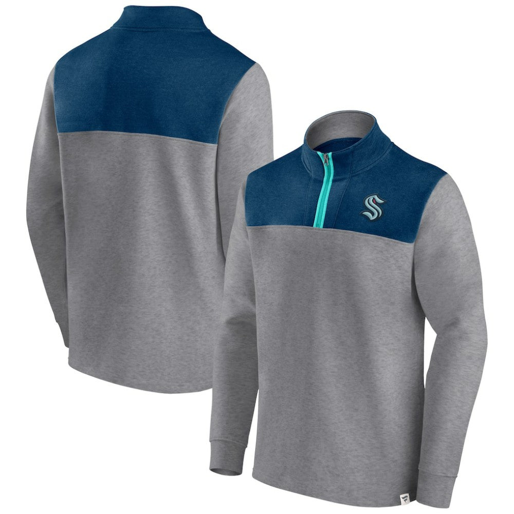 Seattle Kraken Fanatics Launch It Quarter-Zip Jacket - Heather Gray | US 5249335