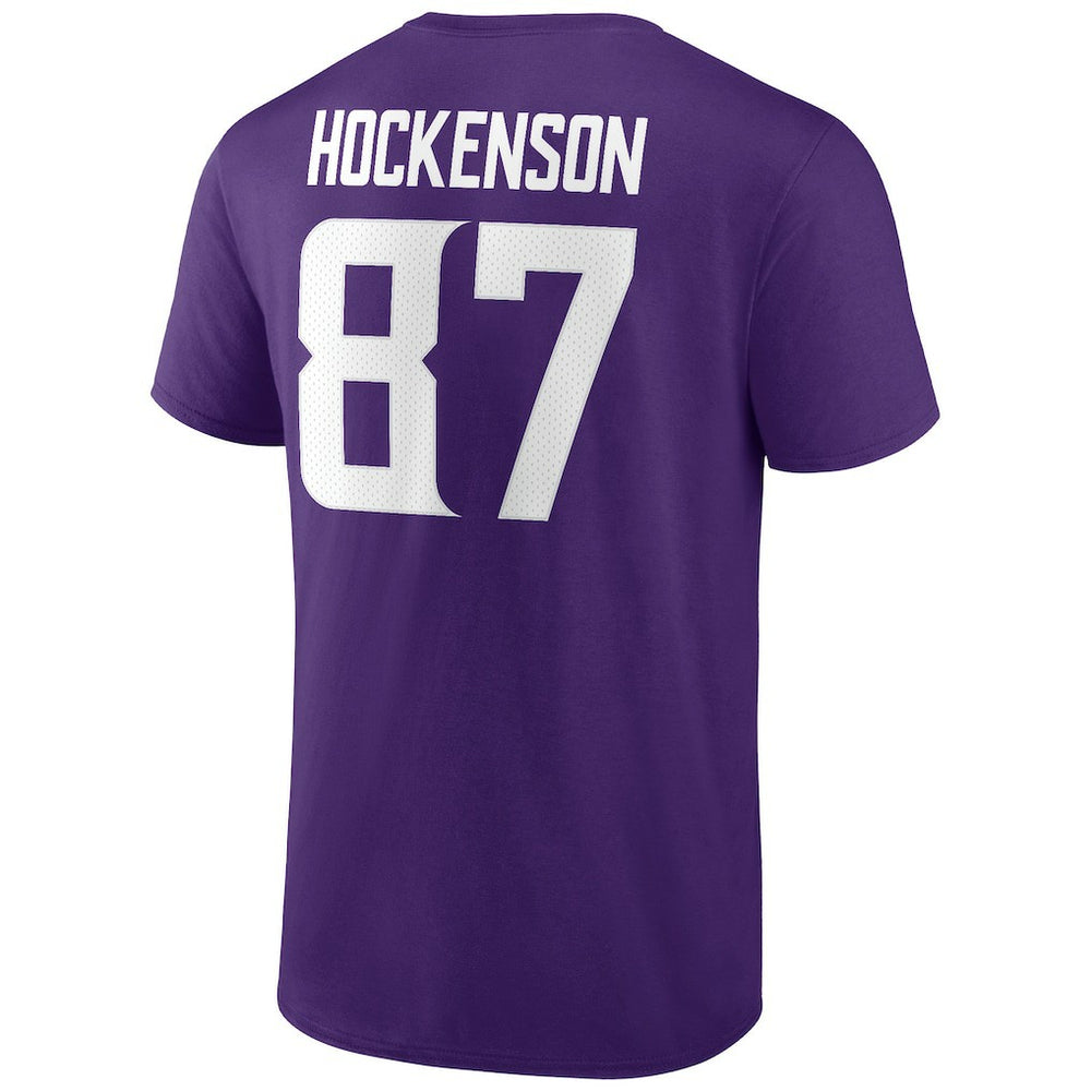T.J. Hockenson Minnesota Vikings Icon Player Name & Number T-Shirt - Purple T-shirts