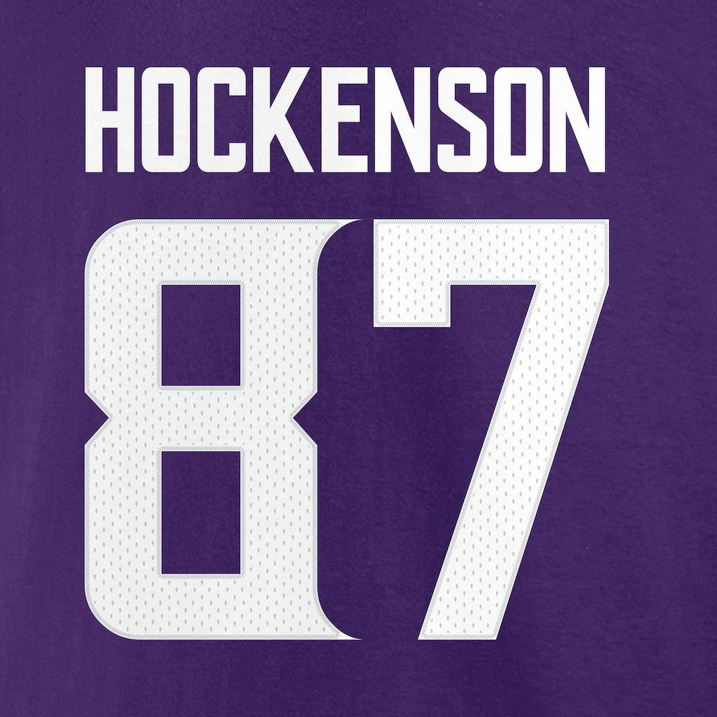 T.J. Hockenson Minnesota Vikings Icon Player Name & Number T-Shirt - Purple T-shirts
