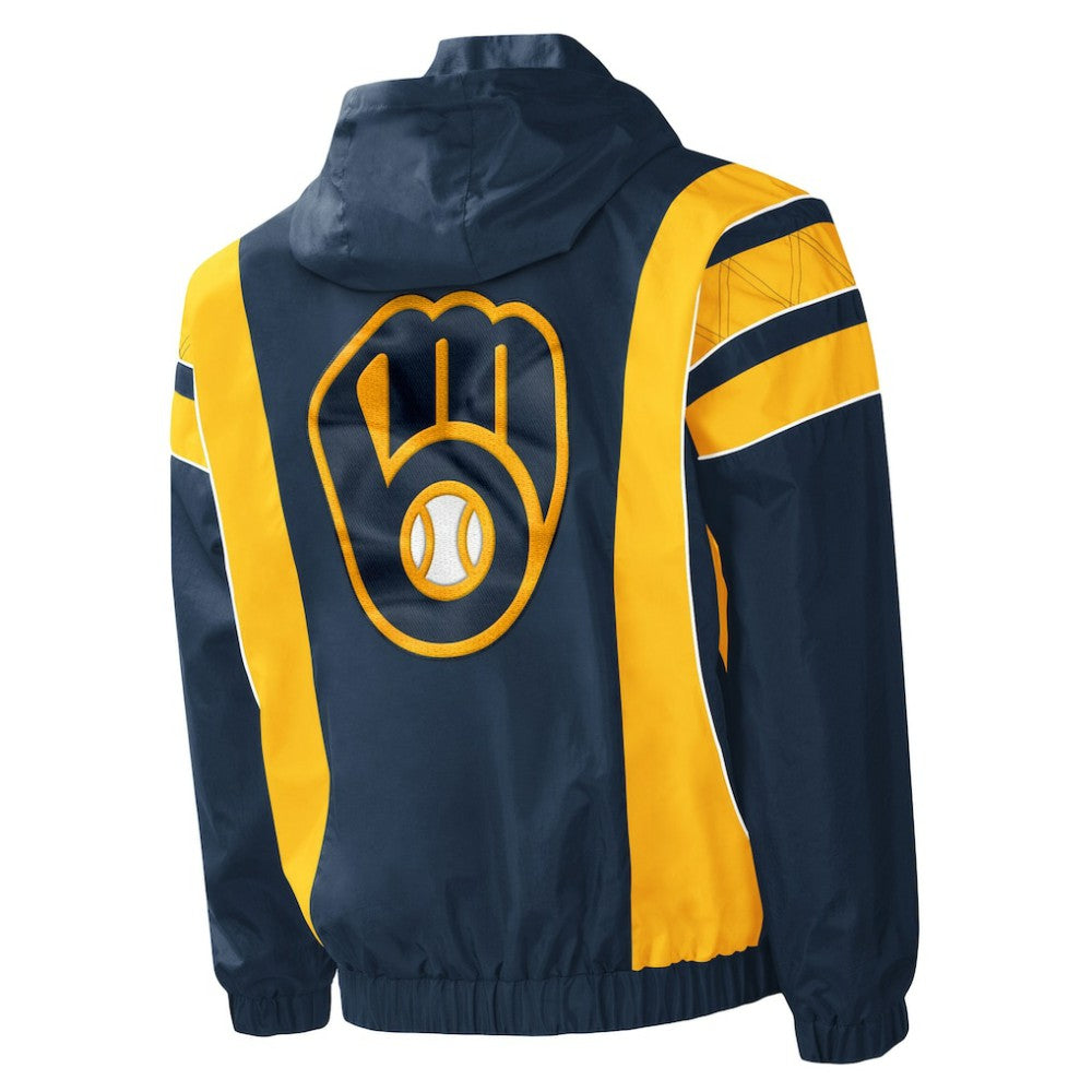 Milwaukee Brewers Starter Impact Hoodie Half-Zip Jacket - Navy Jackets