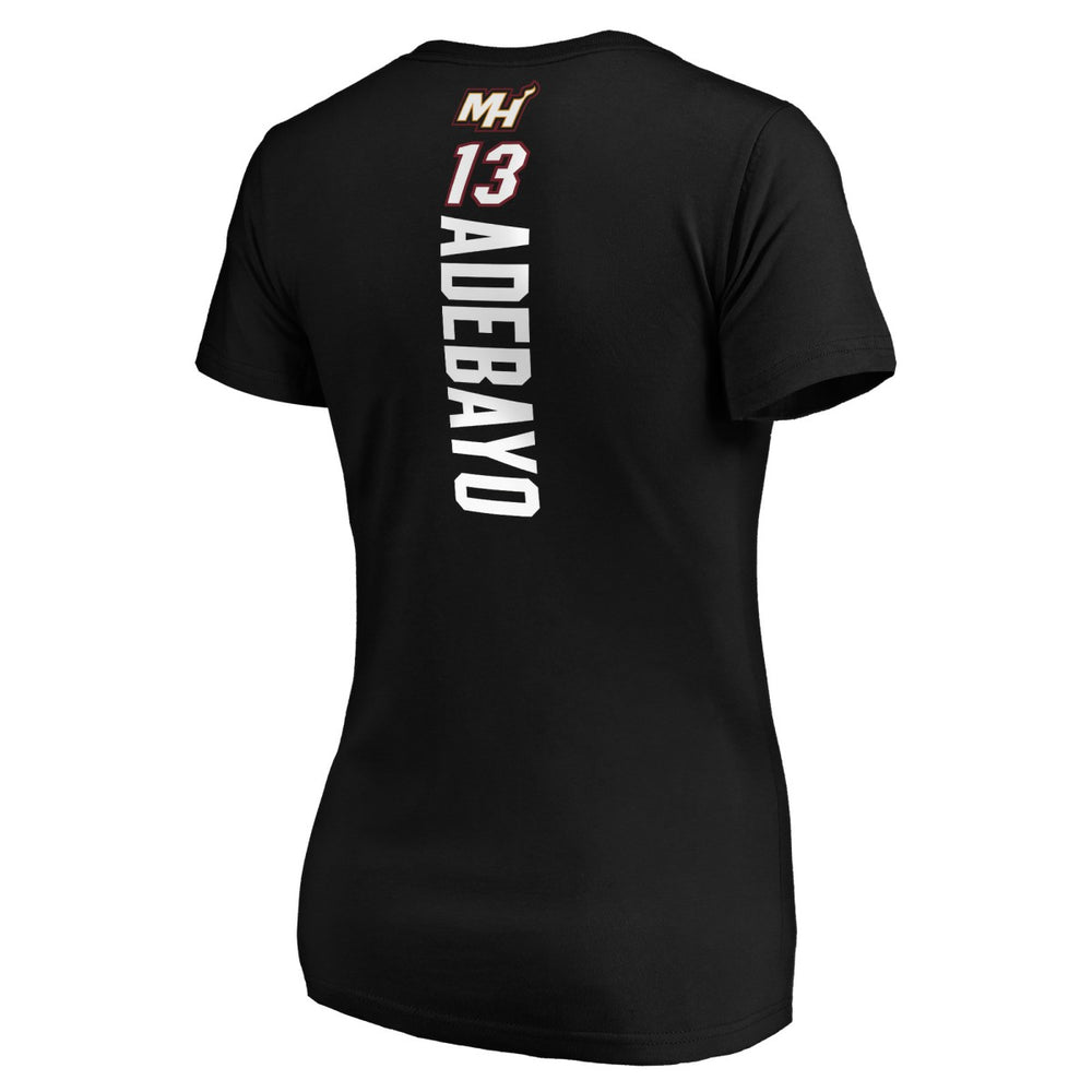 Bam Adebayo Miami Heat Women's Playmaker Team Name & Number V-Neck T-Shirt Black