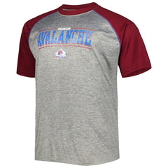 Nathan MacKinnon Colorado Avalanche Fanatics Big & Tall Contrast Raglan Name & Number T-Shirt - Heather Gray/Burgundy | US 5254135