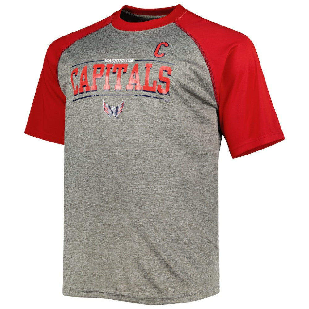 Alexander Ovechkin Washington Capitals Fanatics Big & Tall Captain Patch Contrast Raglan Name & Number T-Shirt - Heather Gray/Red | US 5254138