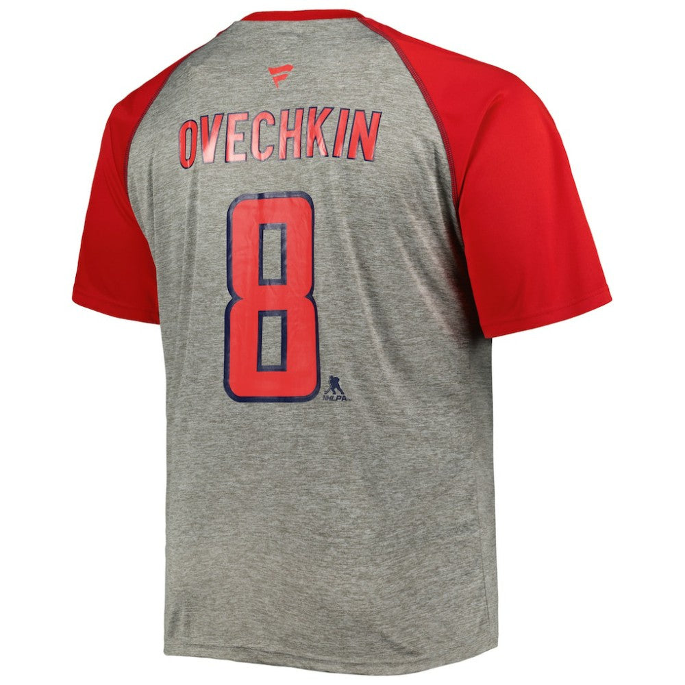 Alexander Ovechkin Washington Capitals Fanatics Big & Tall Captain Patch Contrast Raglan Name & Number T-Shirt - Heather Gray/Red | US 5254138